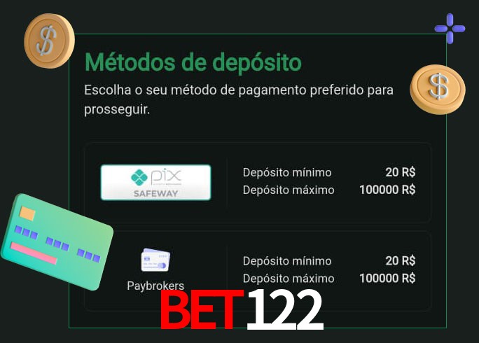 O cassino bet122 oferece uma grande variedade de métodos de pagamento
